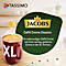 Red XL cup of Caffè Crema, next to product information with Jacobs logo, Tassimo logo.
