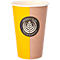 Taza de café para llevar, para 0,3 l, Ø 80 x H 116 mm, cartón impreso, beige-negro, 50 unidades