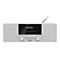 Graues Digitalradio mit Display, Drehreglern und Antenne. Auf dem Display steht STAR SAT RADIO, Robbie Williams.
