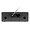 Dunkelgraues Radio, Rückseite. Anschlüsse: USB, Audioeingang, Antenne, Logo: TechniSat & ELAC.