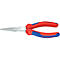 Needle-nose pliers with red and blue handles. Text: KNIPEX. Model name and size.