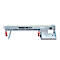 Silver telescopic loader with red hook, on a white background. Inscription: Teleskop-Lader 2.5 t.