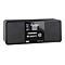 Schwarzes Digitalradio Imperial Dabman i200 CD mit Display, Lautsprechern und Bedienknöpfen auf weißem Grund.