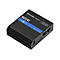 Schwarzer Router mit der Aufschrift RUT241, Hersteller Teltonika. Blaue Leiste mit Input/Output Angaben und Default IP.