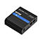 Schwarzer Teltonika RUT260 Router. Auf blauem Band steht RUT260 und eine IP-Adresse. Details: Ports, Anschlüsse, Made in Lithuania.