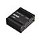 Schwarzer Teltonika RUTM09 Router mit Anschlüssen auf einem weißen Hintergrund.