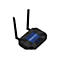 Schwarzer Router mit blauen Akzenten und zwei Antennen.