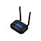 Schwarzer Router mit blauen Akzenten, zwei Antennen und dem Motorola-Logo.