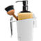 Organisateur d'évier avec distributeur de savon, éponge, brosse et chiffon.