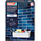Witte tesa keukenbox op blauwe tegels. Boxset: adapter, element, belettering.