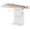 Wandorganisatiesysteem met rail, haken, bak en plank.