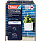 Produktverpackung von tesa Kitchen. Ein weisser Kräutertopf mit Pflanzen ist an einer blauen Wand befestigt.