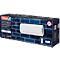 Verpackung des "tesa Kitchen" Papierrollenhalters vor blau gefliestem Hintergrund. Text: "Flexible Organisationssysteme".