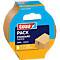 Tesafilm-Packband mit Markenlogo. Blau-gelbe Verpackung, Packbandrolle sichtbar. Aufschrift: PACK STANDARD PAPER.
