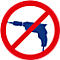 Blue drill in a red circle with a diagonal line. No drilling sign.