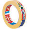 Beige Abdeckbandrolle von Tesa. Aufdruck mit Produktname und Eigenschaften. Das Band ist teilweise abgerollt.