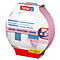 Rouleau de ruban de masquage Tesa rose avec informations produit. Motif papier peint avec "25m x 25mm".