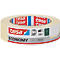 Close-up van een rol tesa Economy afplaktape. De rol toont het Tesa-logo en andere informatie zoals de maat en certificeringen.