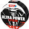 Roll of black tesa Ultra Power Extreme tape with white printing. Text: Ultra Power Extreme, 25m x 50mm, Power Level 10.