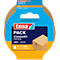 Tesa-verpakkingstape met blauwe en gele verpakking. Opdruk: Tesa, Pack, Standard Paper, 25m x 38mm, kartonnen illustratie.