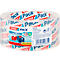 Clear tape roll with red and blue lettering. Printed: tesa Pack Crystal Clear.