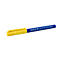GENIE QUICKTESTER bleu et jaune. Le stylo a un capuchon jaune et lettrage.