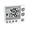 Digitaler Dual-Timer mit weißem Gehäuse und grauem Display, das zwei Zeitintervalle anzeigt.
