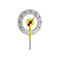 Rundes analoges Thermometer mit silberner Skala von -35 bis 55 Grad Celsius und gelbem Zeiger auf weißem Grund.