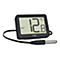 Digitales TFA-Thermometer in Schwarz mit Displayanzeige 12,8 Grad Celsius und externem Sensor am Kabel.
