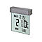Digitales Fensterthermometer mit Anzeige für aktuelle, maximale und minimale Temperatur auf Glasfläche.