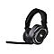 Schwarzes Gaming-Headset mit Mikrofon. Auf den Ohrmuscheln ist ein weißer Lichtrahmen und ein Logo zu sehen.