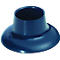 Blue, funnel-shaped plastic component with a flat, round base.