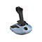 Hellblauer Joystick mit schwarzem Griff und Knöpfen. Logo AIRBUS und Aufschrift THURSTER TCA. Auf hellem Hintergrund.