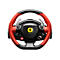 Ferrari-Gaming-Lenkrad mit roten und schwarzen Griffen und mittigem Ferrari-Logo.