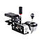 Thrustmaster TH8A Gaming-Schalthebel mit sequenziellem und H-Schaltschema auf einer Halterung vor weißem Hintergrund.