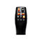 Schwarzer ergonomischer Joystick mit orangefarbenen Tasten und Funktionssymbolen vor weißem Hintergrund.