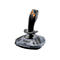 Schwarzer Thrustmaster Joystick für Simulationen mit grauer Basis und zahlreichen orangefarbenen sowie schwarzen Tasten.