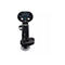 Schwarzer Gaming-Joystick mit blau beleuchtetem Griff, Tasten und Scrollrad vor weißem Hintergrund.