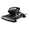 Schwarzer Joystick mit Orangenfarbenen Akzenten und der Aufschrift Thrustmaster.
