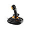 Schwarzer Gaming-Joystick von Thrustmaster mit orangenen Akzenten vor weißem Hintergrund.