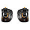 Zwei schwarze Joysticks mit orangenen Akzenten, die fÃ¼r Computerspiele verwendet werden.