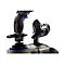 Ein schwarzer Flightstick mit blauen Akzenten und separater Steuerungseinheit. Der Hintergrund ist weiÃŸ.