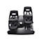 Schwarzes Thrustmaster Pedalsystem für Flugsimulationen auf weißem Hintergrund.
