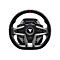 Schwarzes Thrustmaster-Lenkrad mit LED-Display, zentralem Logo und verschiedenen Playstation-Steuerungstasten.