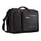 Schwarze Thule Laptoptasche mit Schultergurt und Reißverschlüssen. Text: Thule.