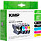KMP Tintenpatronen-Multipack für Brother-Drucker mit vier farbigen Patronen auf weißem Karton.