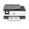 Ein weiss-grauer HP-Multifunktionsdrucker druckt ein farbiges Diagramm. Auf dem Display werden Symbole angezeigt.