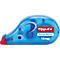 Blauwe Tipp-Ex Pocket Mouse met rode punt. Het product heeft het Tipp-Ex logo, de Pocket Mouse belettering en de 10M indicatie.