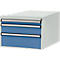Tiroirs inférieurs Manuflex, pour P 800 mm, gris clair/bleu brillant