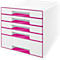 Tiroirs WOW CUBE 5214 LEITZ®, 5 tiroirs, format A4, polystyrène, rose